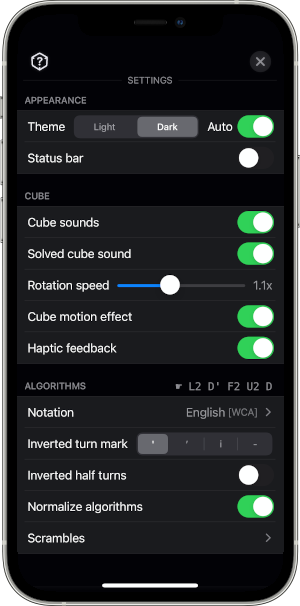 CubePal Main Settings